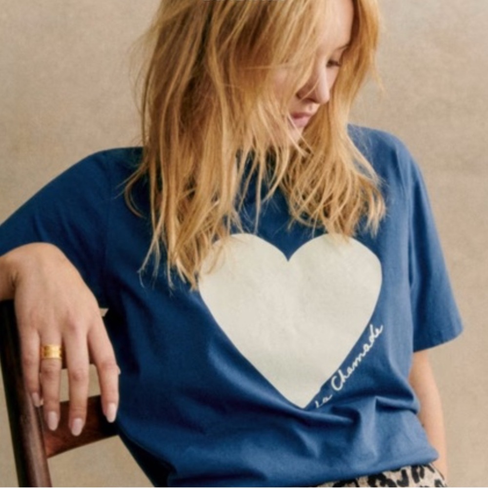 Sezane “La Chamade” T-shirt Blue Size Small